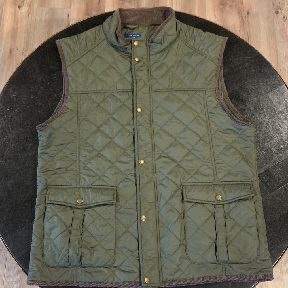 Fish Hippie Quilted Vest 2XL Olive Green Worn Once